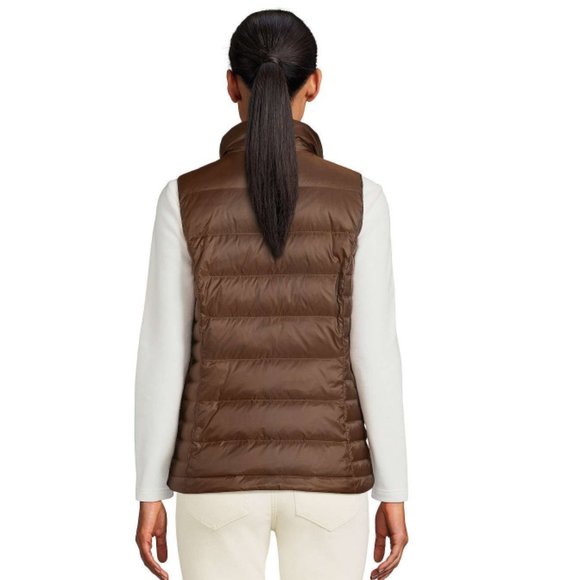 Lands' End Tall Down Puffer Vest 600 fill power Balsam Teal Micro Geo Medium New - Picture 13 of 13